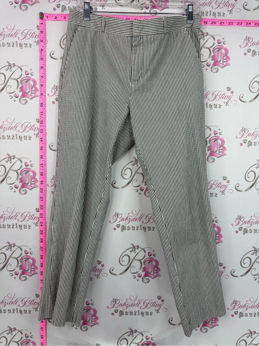 Banana Republic Avery striped pants Black and White Pinstripe Trousers